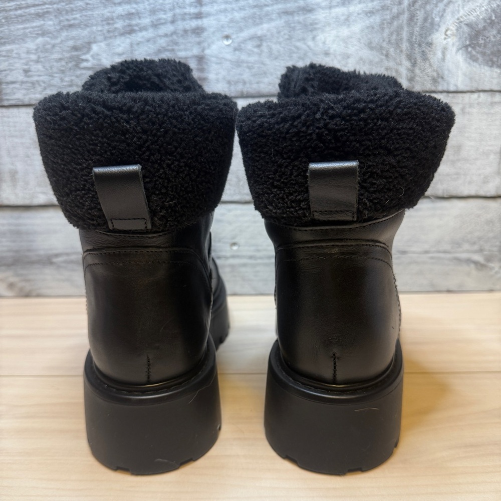 STEVE MADDEN. Steve Madden Reyen Boot Leather Combat Lug Sole Sherpa Whimsigoth - Picture 9 of 10